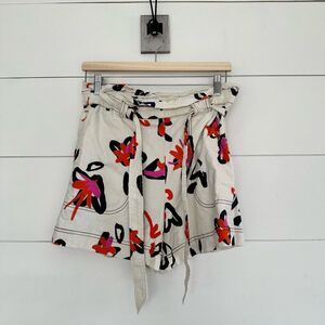 Tanya Taylor High Waist Floral Shorts - Cream, Red, Black